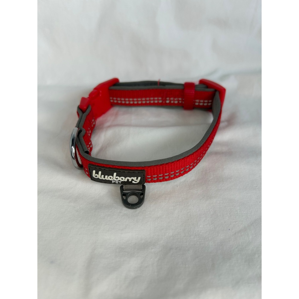 Blueberry Pet‎ Red Adjustable Dog Collar Sz S 3/4 wide Reflective 3M Thread